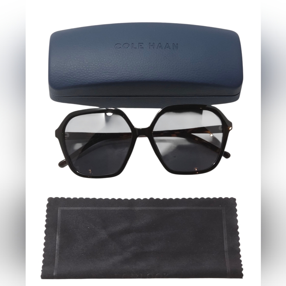 Cole Haan Black/Tortoise Polarized Sunglasses with Carrying Case CH9048